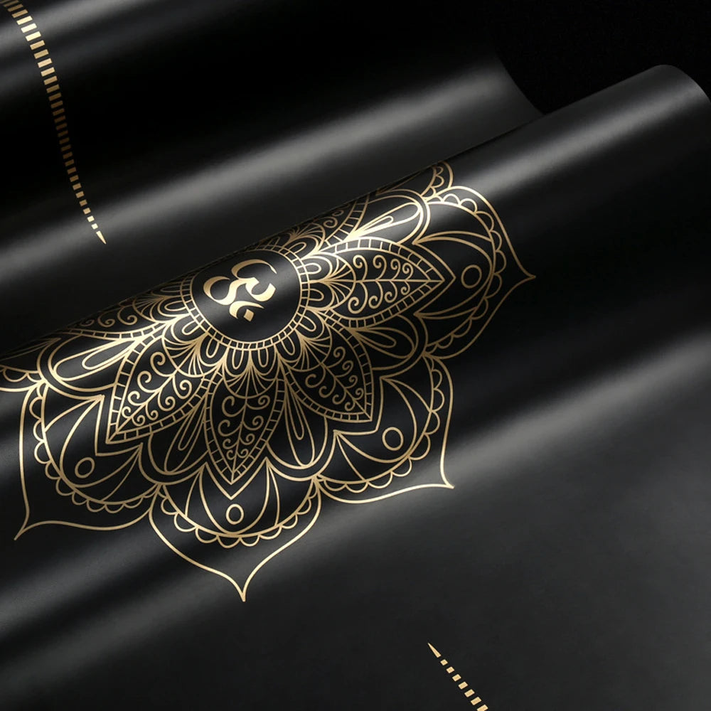 6Ft Rubber Hot Yoga Mat Exercise Mat 68cm Widened Bronzing Mandala With Position Line Fitness Sports Mat overseas warehouse