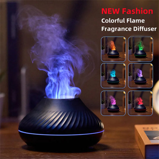 3D Colorful Flame Humidifier USB Car Aromatherapy Humidifiers Diffusers Portable Diffuser Essential Oils for Home Room Fragrance