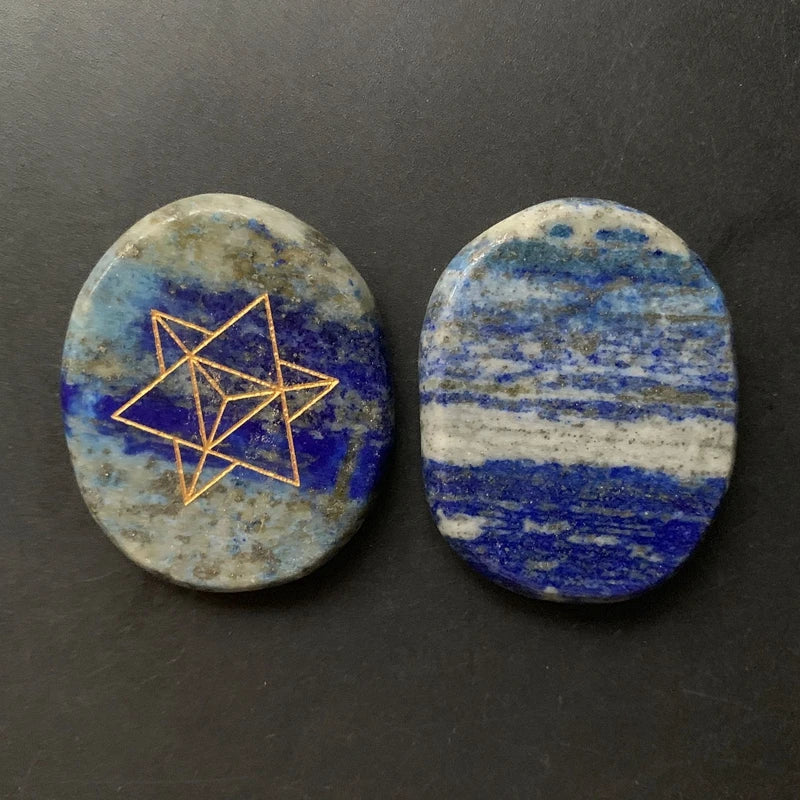 Natural Lapis Lazuli Palm Stone Merkaba Star Meditation Palmstone Spiritual Healing Energy Crystals Home Decor 1pc