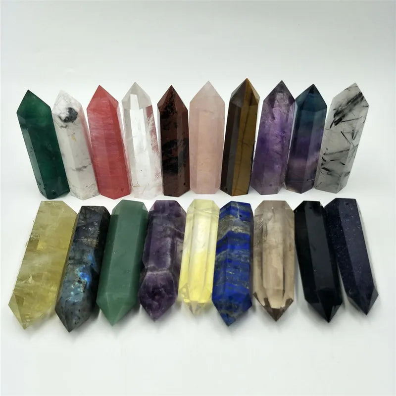 natural stones minerals crystals wicca rose quartz amethyst labradorite decoration meditation chakra healing crystal column