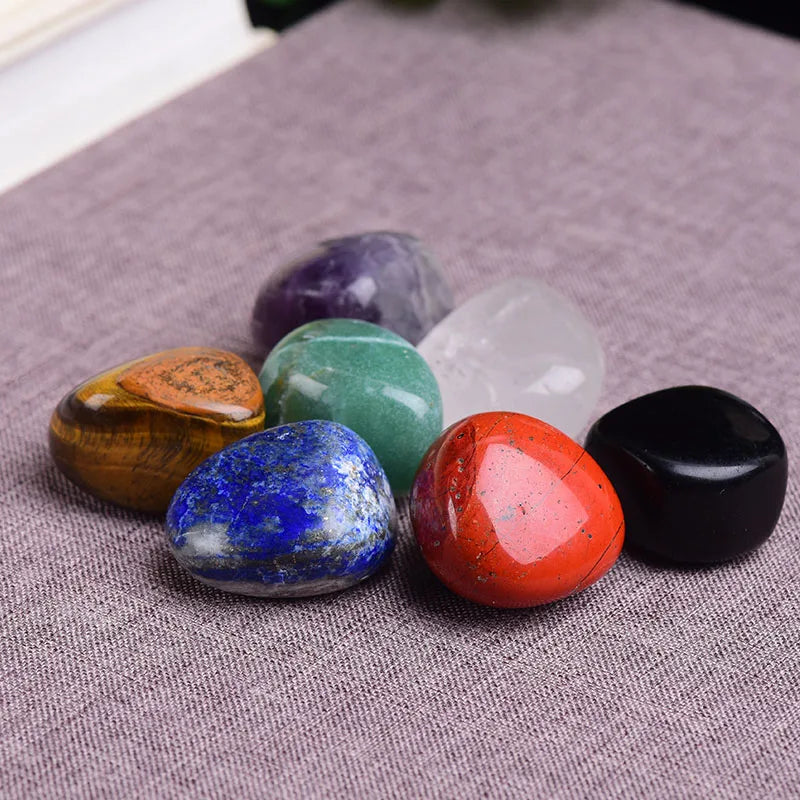 Natural Quartz  Seven Chakra Stone 7 Colors Set Yoga Chakra Lrregular Manual Polishing Reiki Healing Crystals Stone Stones Comfo