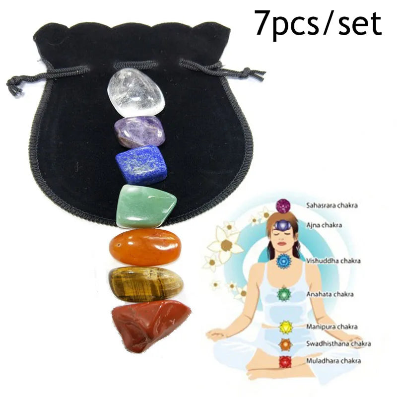 7pcs Set Chakra Natural Stones Reiki Healing Crystals tones Prayer Spiritual Yoga Energy Stone Home Decoration Accessories