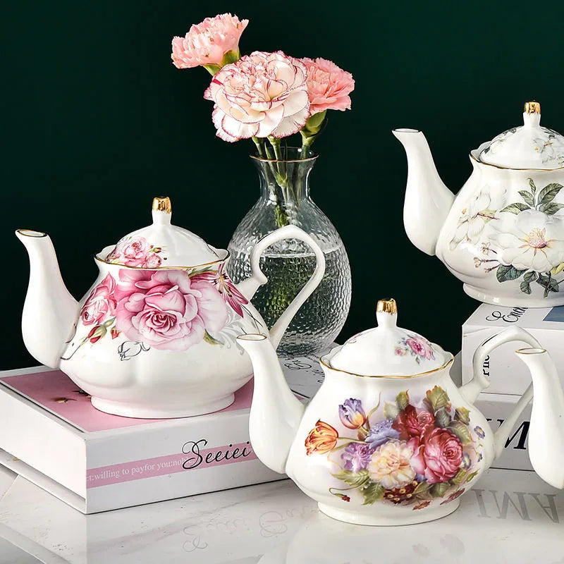 400ML European Bone China Teapot English Afternoon Tea Set Teapot High-Grade Porcelain Coffee Pot Heat Resistant Kettle Pot