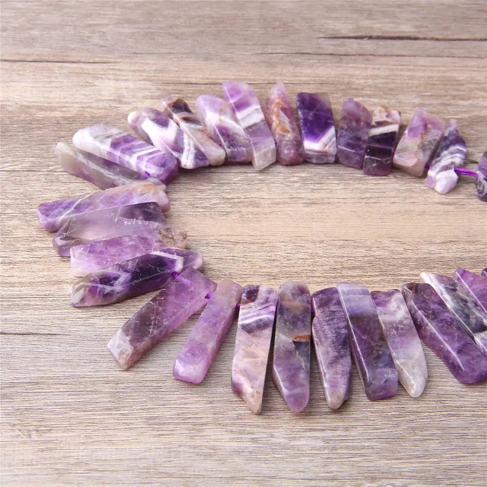 Dream Amethysts Crystals Quartz Points Graduated Tusk Top Drilled Beads Pendants Fashion Jewelry For DIY Crown graduate gift diy
