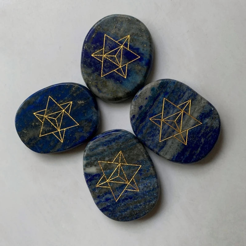 Natural Lapis Lazuli Palm Stone Merkaba Star Meditation Palmstone Spiritual Healing Energy Crystals Home Decor 1pc