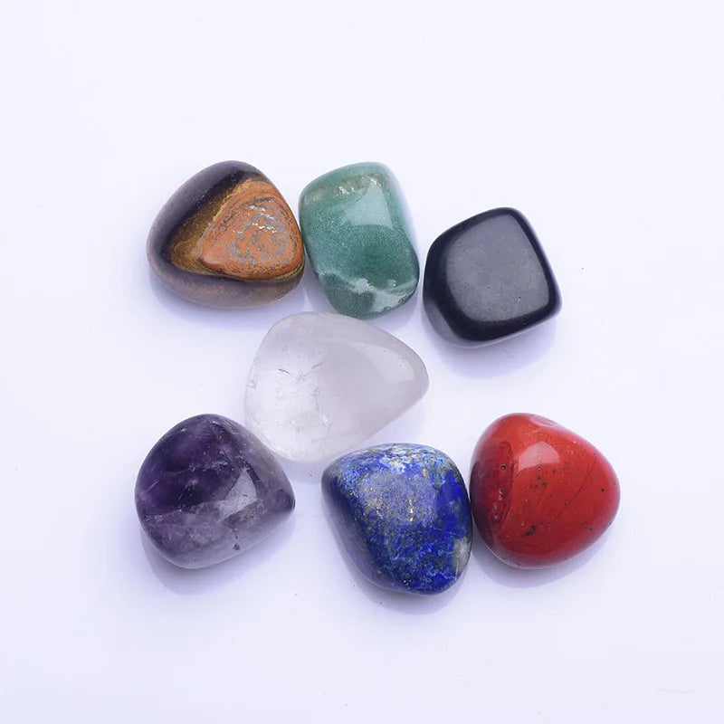Natural Quartz  Seven Chakra Stone 7 Colors Set Yoga Chakra Lrregular Manual Polishing Reiki Healing Crystals Stone Stones Comfo