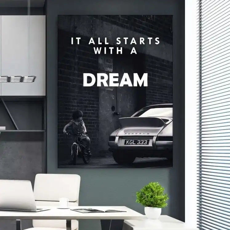 Black and White motivational poster it All Starts with a Dream Canvas Painting Room Wall Decor Art Prints Decoration for Home