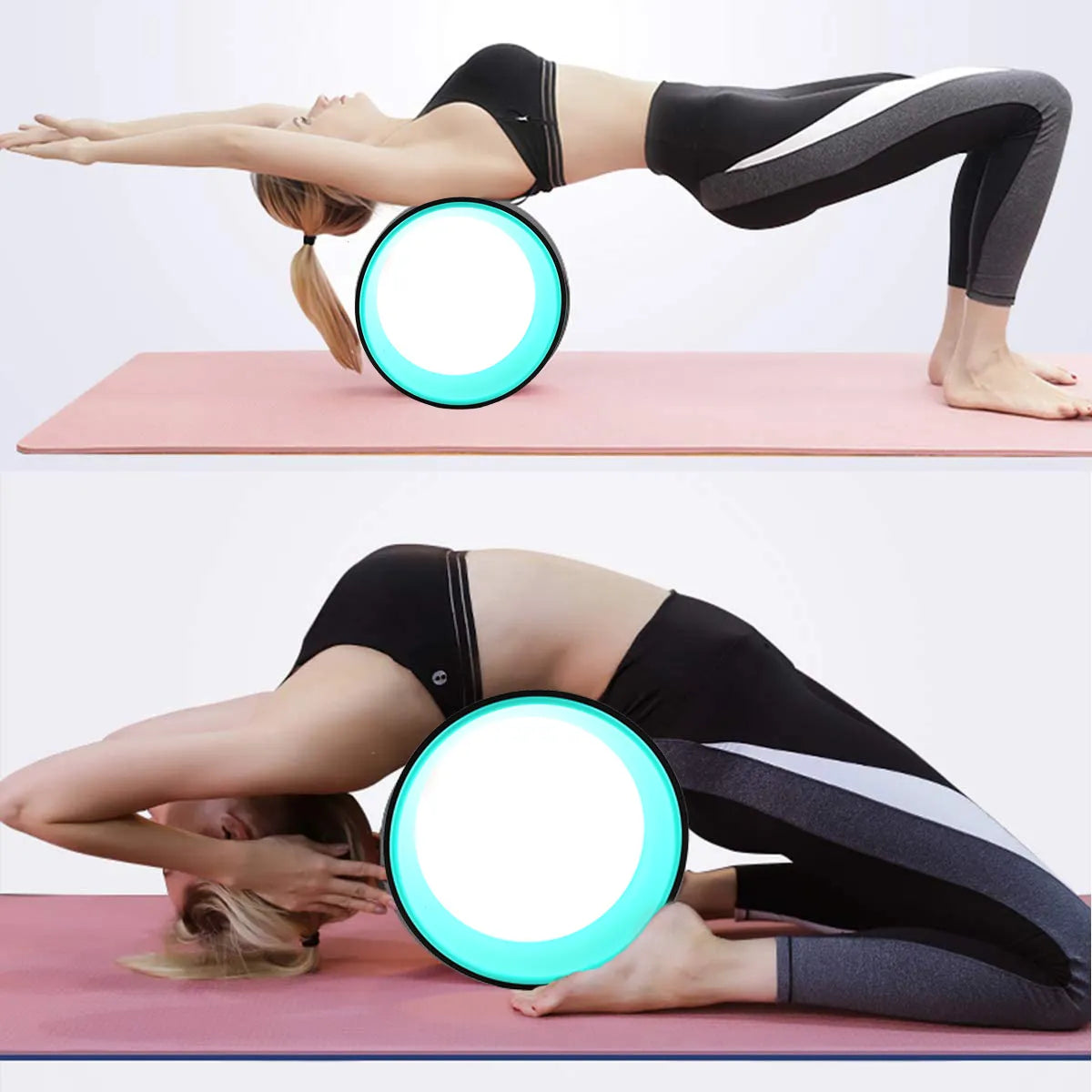 Yoga Non-Slip Spine Roller Wheel Circle for Back Pain, Amulet, Improving Backbends, Flexibility Training