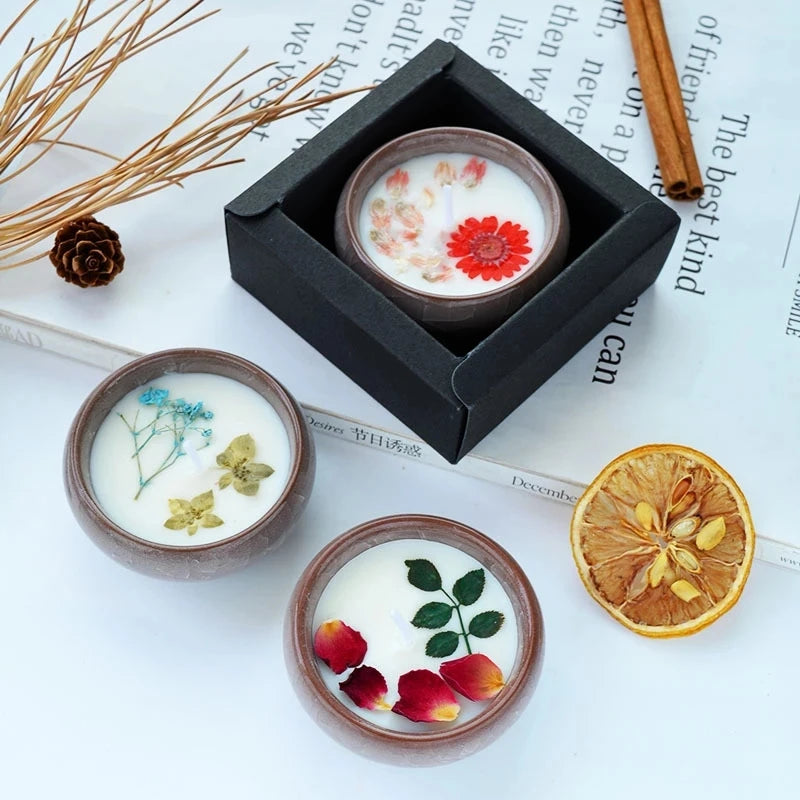 Flower Aromatherapy Candle Soy Wax Home Decorative Scented Candles Birthday Wedding Party Home Decoration Aroma Candles in A Jar