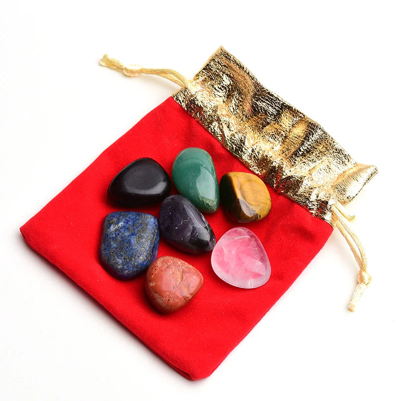 Natural Quartz  Seven Chakra Stone 7 Colors Set Yoga Chakra Lrregular Manual Polishing Reiki Healing Crystals Stone Stones Comfo