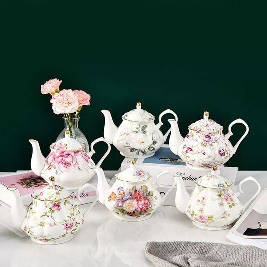 400ML European Bone China Teapot English Afternoon Tea Set Teapot High-Grade Porcelain Coffee Pot Heat Resistant Kettle Pot