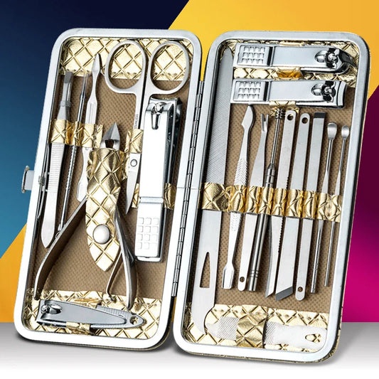 8/9/11/12/16/19pcs Nail Clipper Kits Stainless Steel Manicure Pedicure Tools Nail Scissors Ear Spoon Nail Care