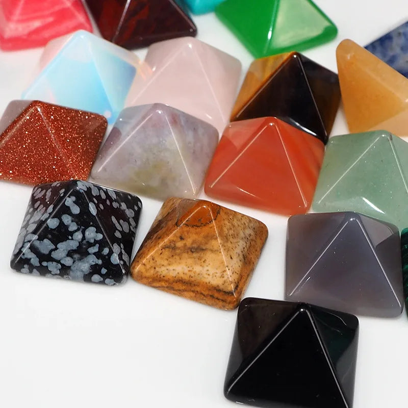 New 7pcs/set Pyramid Gemstone Natural Stone Crystal Quartz Healing Crystals Point Chakra Home Office Decoration Crafts