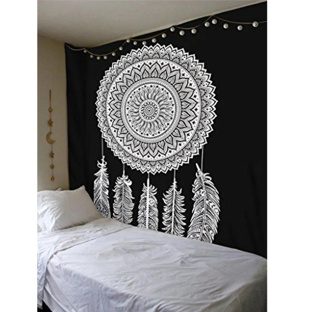 200*150cm Yin Yang Printed Lotus Tapestry Bohemia Mandala Tapestry Wall Hanging Wall Decoration Hippie Tapestry Beach Yoga Mat
