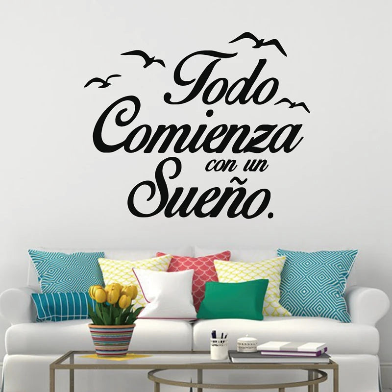 Spanish Wall Decal Vinyl Stickers Motivation Quote Wall Stickers Kids Bedroom Art Decoration