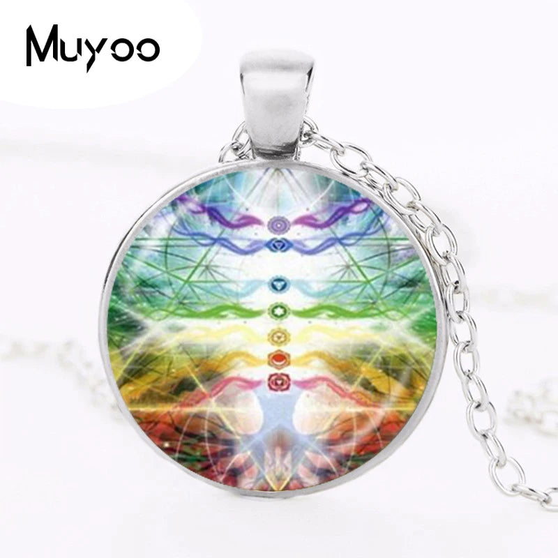 7 Chakra Reiki Healing Necklace Buddha Yoga Meditation Pendant Spiritual Om Symbol Hope Jewelry Chain Statement Necklace HZ1