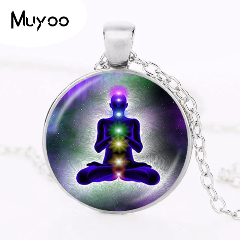 7 Chakra Reiki Healing Necklace Buddha Yoga Meditation Pendant Spiritual Om Symbol Hope Jewelry Chain Statement Necklace HZ1