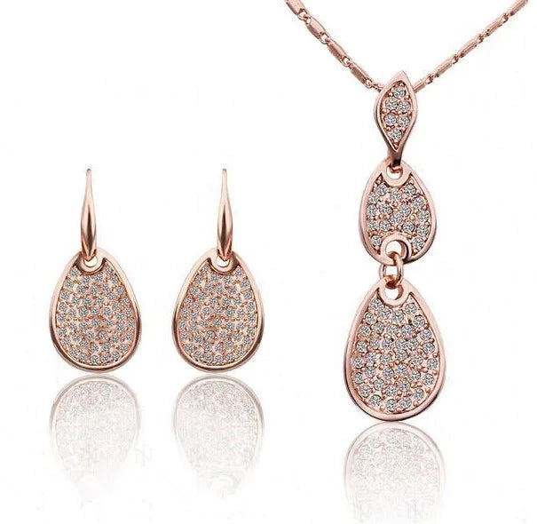 2023 Crystal gold-color Noble Elegance Jewelry Necklace Earring ring Set Made with Austrian Element Crystals For Women
