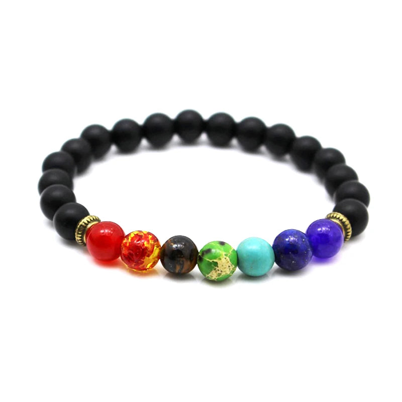 7 Chakra Bracelets & Bangles Men Lava Healing Balance Reiki Buddha Prayer Natural Stone Beaded Yoga Chackra Bracelet for Women