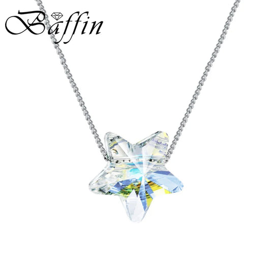 BAFFIN Simple Star Beaded Necklaces Pendant Crystals from Austria Silver Color Chain Necklaces For Women Office Jewelry