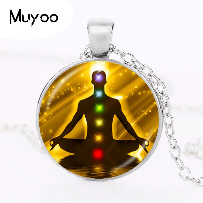 7 Chakra Reiki Healing Necklace Buddha Yoga Meditation Pendant Spiritual Om Symbol Hope Jewelry Chain Statement Necklace HZ1