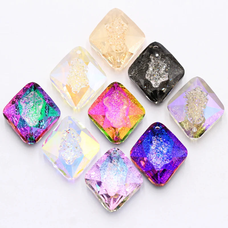 Crystal stone diamond Necklace pendants women for jewelry Crystal Making accessories Pendants Shiny Glass Decorative Crystals