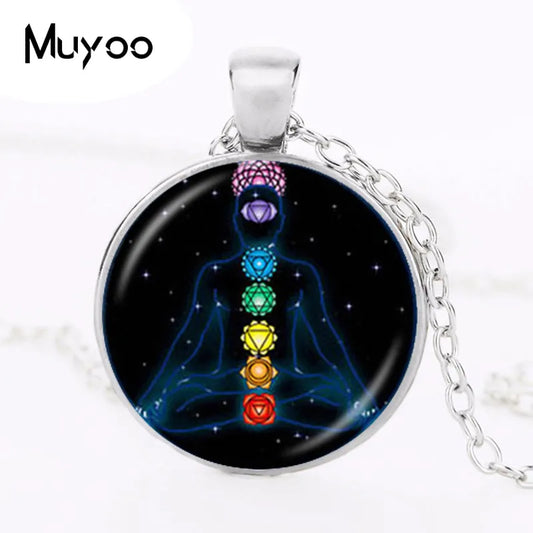 7 Chakra Reiki Healing Necklace Buddha Yoga Meditation Pendant Spiritual Om Symbol Hope Jewelry Chain Statement Necklace HZ1