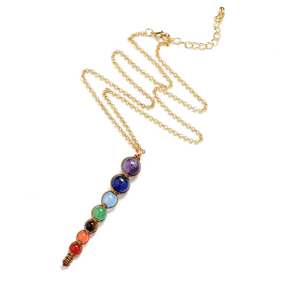 Multicolor Lava 7 Chakra Healing Balance Beads Necklace Women Necklaces & Pendants Reiki Spiritual Yoga Jewelry Pendant Necklace