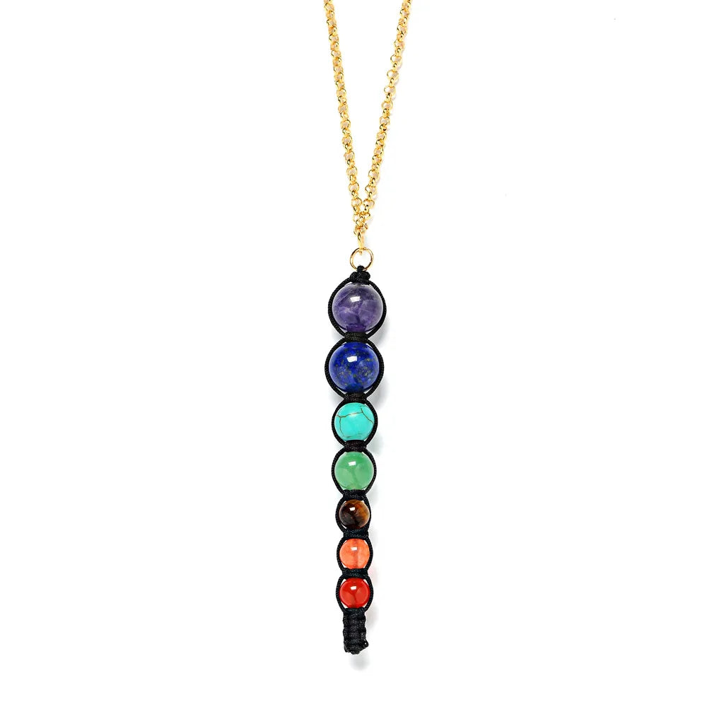 Multicolor Lava 7 Chakra Healing Balance Beads Necklace Women Necklaces & Pendants Reiki Spiritual Yoga Jewelry Pendant Necklace