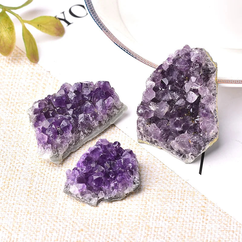 1PC Natural Amethyst Crystal Cluster Quartz Raw Crystals Healing Stone Decoration Ornament Purple Feng Shui Stone Ore Mineral