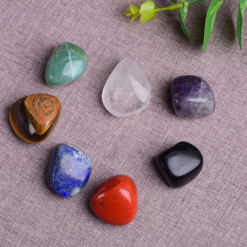 Natural Quartz  Seven Chakra Stone 7 Colors Set Yoga Chakra Lrregular Manual Polishing Reiki Healing Crystals Stone Stones Comfo