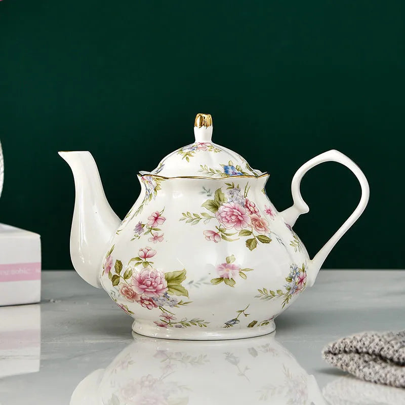 400ML European Bone China Teapot English Afternoon Tea Set Teapot High-Grade Porcelain Coffee Pot Heat Resistant Kettle Pot