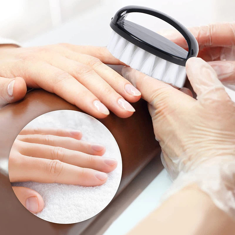 Nail Brush Nail Art Pedicure Soft Remove Dust Plastic Round Cleaning Scrubbing File Tools Black White Manicure Finger Care Salon