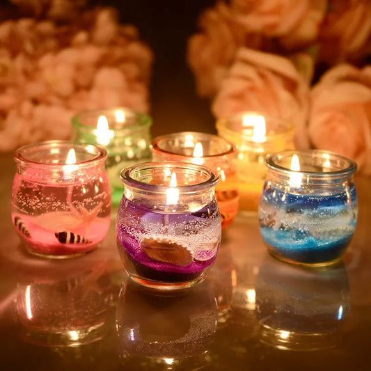 Marine jelly candle with glass jar Ocean Shells Romantic decorative scented candles for Valentines Wedding birthday gift