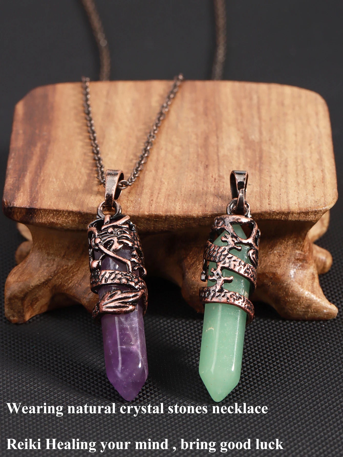 Dragon Crystals Necklace Stone Quartz Necklaces Natural Crystal  Pendant Hexagonal Pendant Amethysts Jewelry for Women Men E853