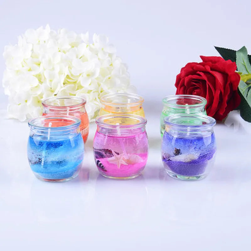 Marine jelly candle with glass jar Ocean Shells Romantic decorative scented candles for Valentines Wedding birthday gift