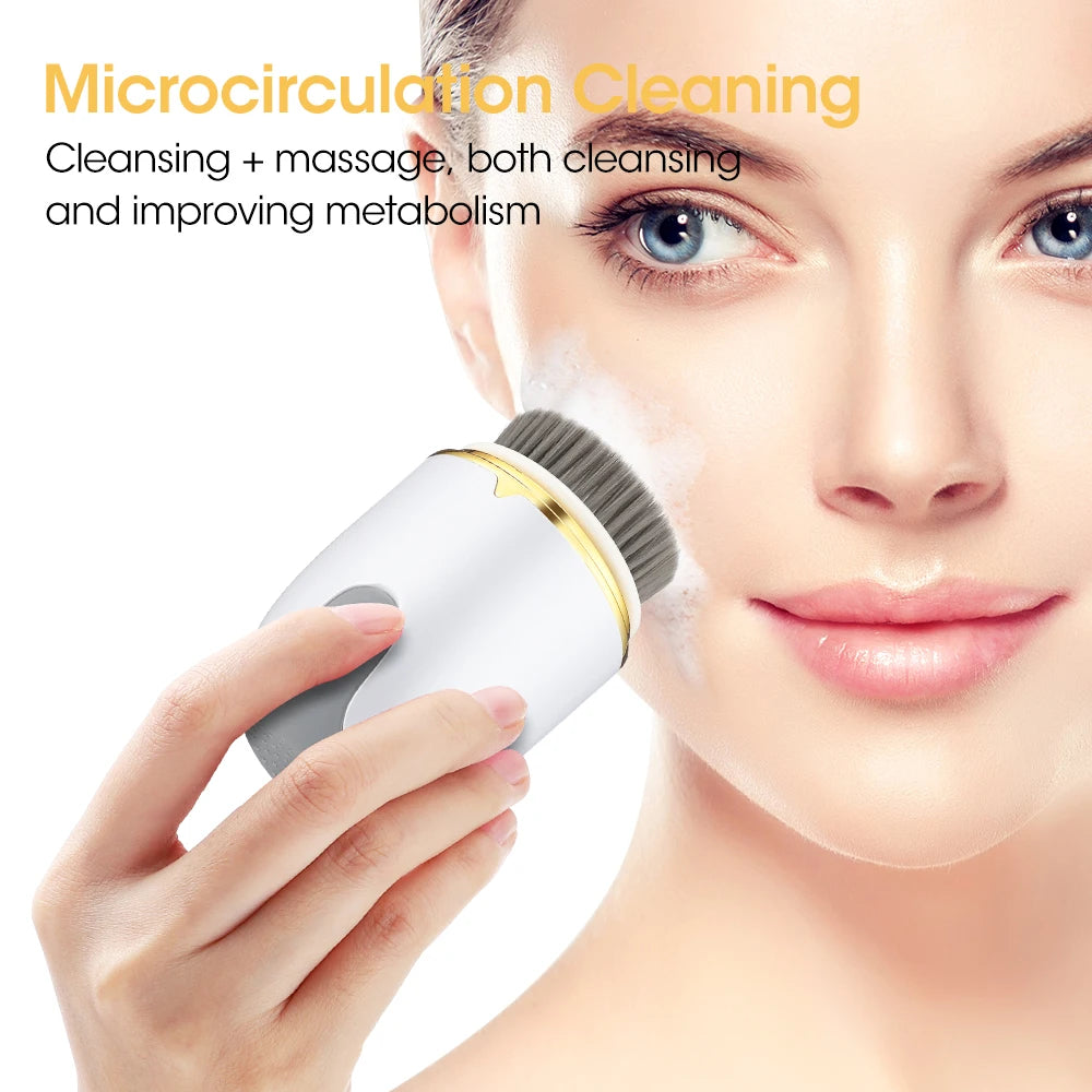 Ultrasonic Facial Cleanser Brush Electric Cleansing Face Brush 360 Rotate Skin Care Brush Blackhead Pore Cleaner Deep Clean Tool