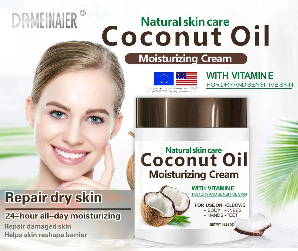 300g/10.58fl.oz Natural Coconut Oil Organic Premium Cold Pressed Repair Dry Skin Hair Care Body Massage Moisturizing Cream