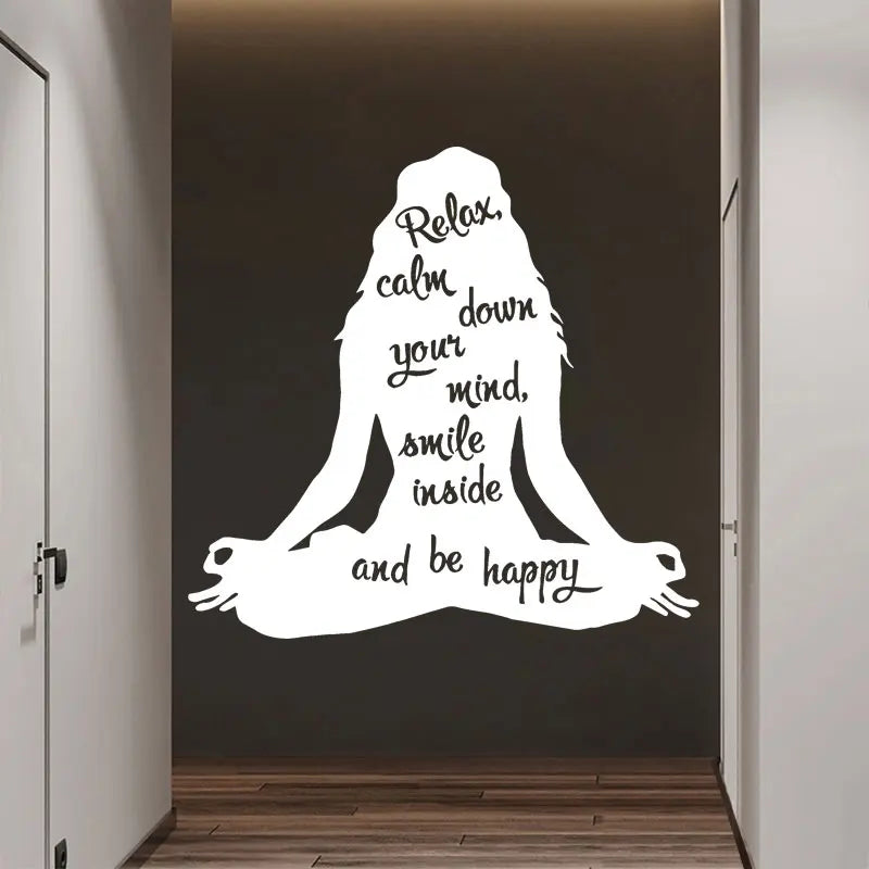 Women Yoga Wall Decal Inspirational Quote Meditation Vinyl Wall Sticker Art Home Decor Living Room Gym Removable Mural F-15