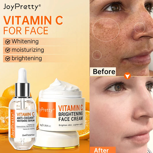 JoyPretty Vitamin C for Face Cream Whitening Dark Spots Removal Shrink Pore Serum Moisturizing Lighten Facial Skin Care Products