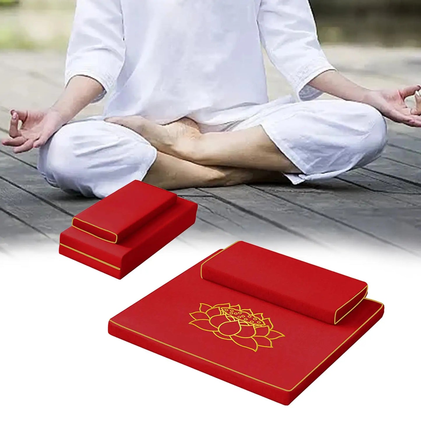 2 Pieces Tea Ceremony Pad Meditation Mat Bundle Foldable Floor Pillows Portable Meditation Cushion Set for Ottoman Patio Yoga