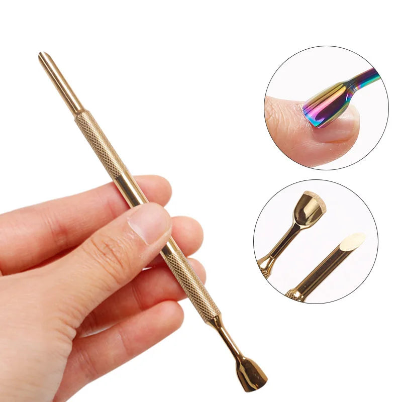 1pcs Double-ended Stainless Steel Cuticle Pusher Dead Skin Push Remover For Pedicure Manicure Nail Art Cleaner Care Tool 네일 재료