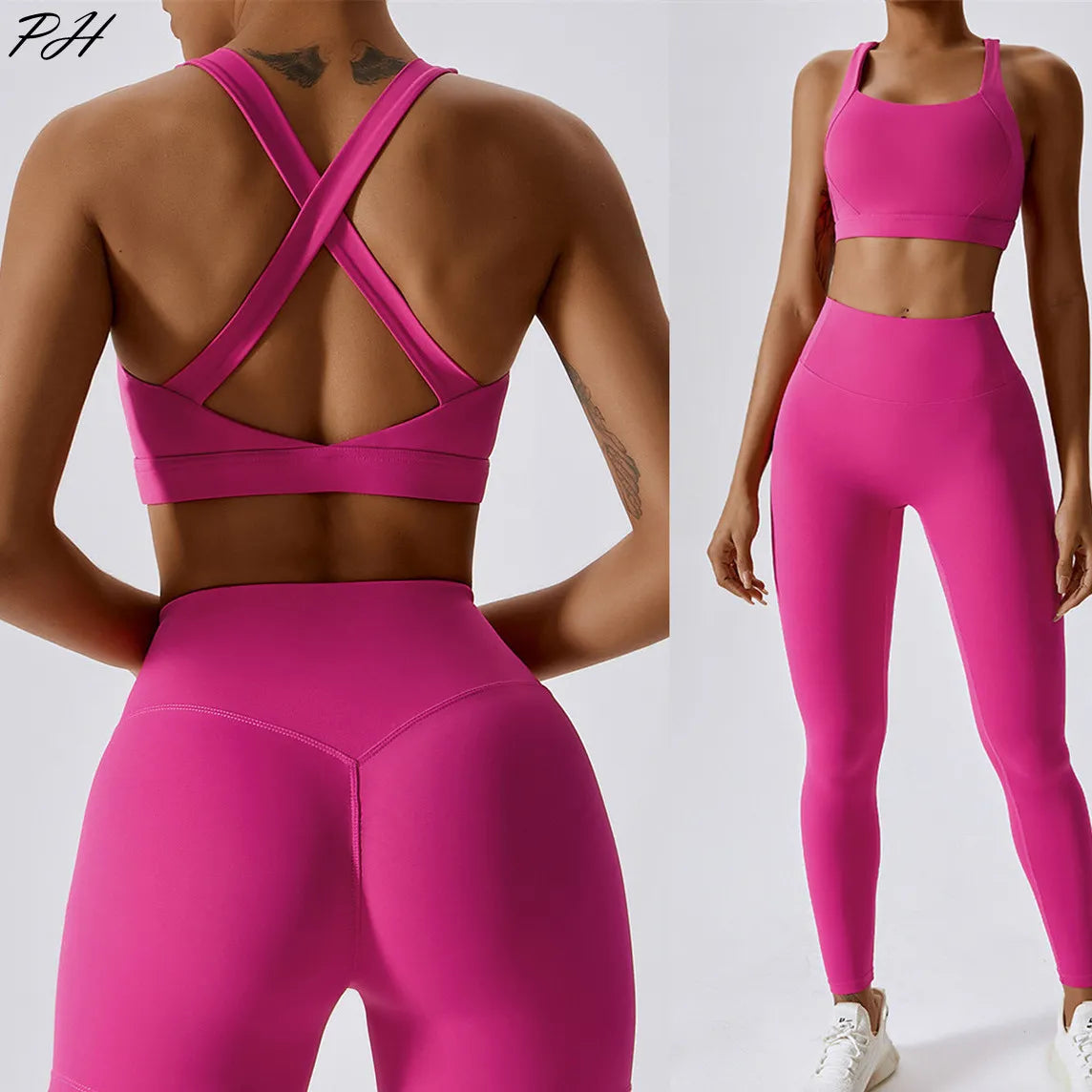 Yoga Set 2 Piece Women Sportswear Workout Clothes Women Sport Set Suits For Fitness Cross Back Bra Seamless Gym Push Up Leggings