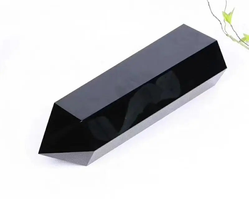 1PC Natural Obsidian Wand Healing Crystal Hexagonal Column Irregular Crystal Wand 6 Points Obsidian Tower for Office Decor