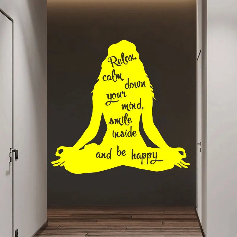 Women Yoga Wall Decal Inspirational Quote Meditation Vinyl Wall Sticker Art Home Decor Living Room Gym Removable Mural F-15