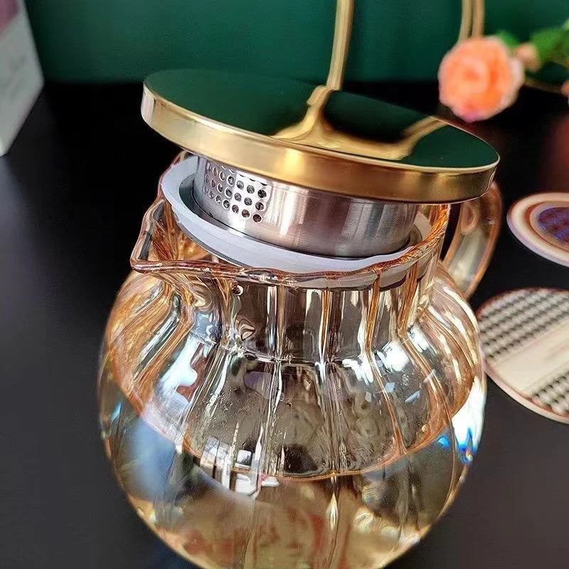 Heat Resistant Glass Teapot Infuser Chrysanthemum Tea Kettle Kung Fu Teawear Set Puer Oolong Pot Pumpkin Teapot